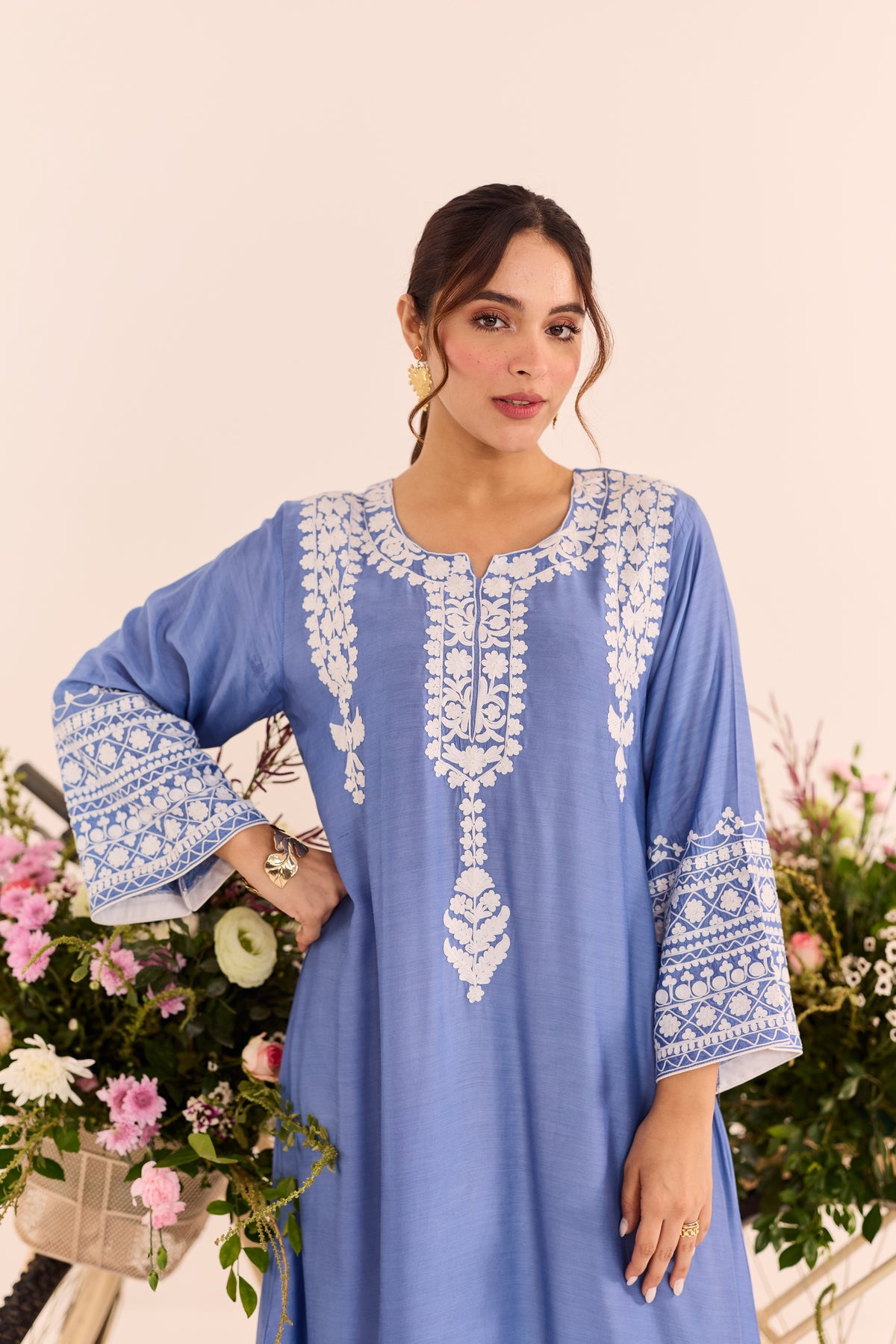 Mehr Blue Aari Kaftaan