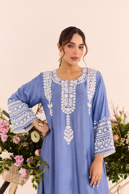 Mehr Blue Aari Kaftaan