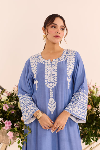 Mehr Blue Aari Kaftaan