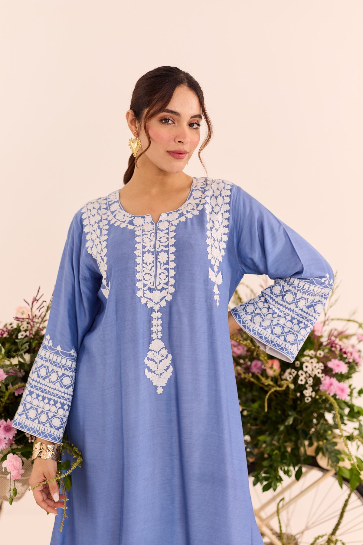 Mehr Blue Aari Kaftaan