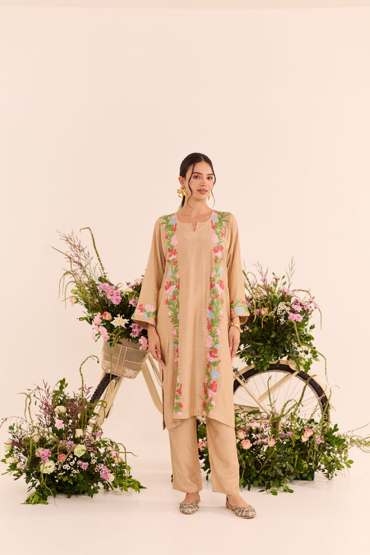 Koshur Beige Pheran Set