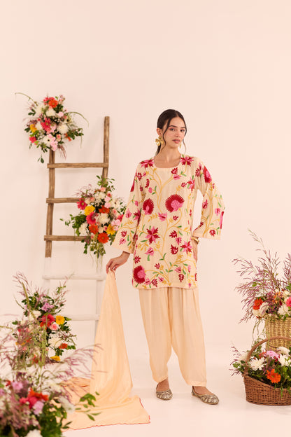 Yellow Short Kurta With Shalwar