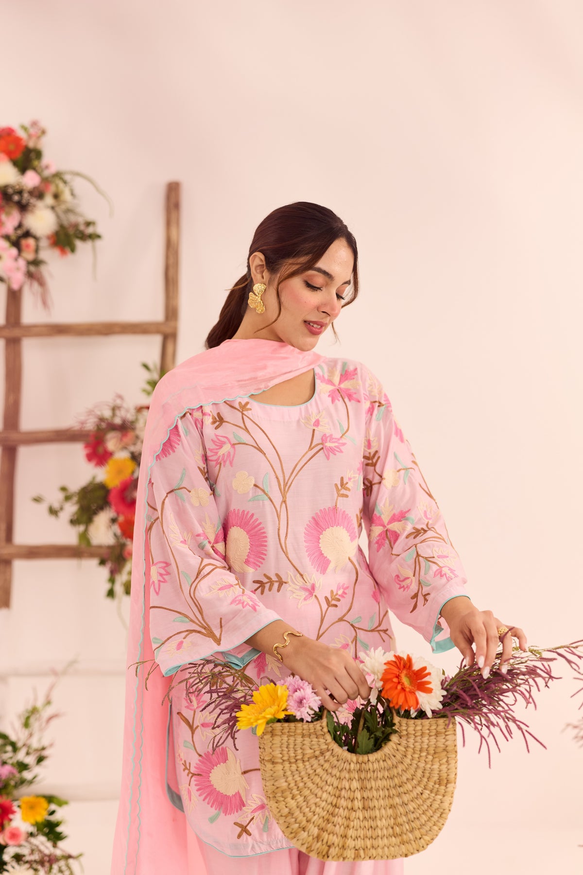 Pink Short Kurta With Shalwar