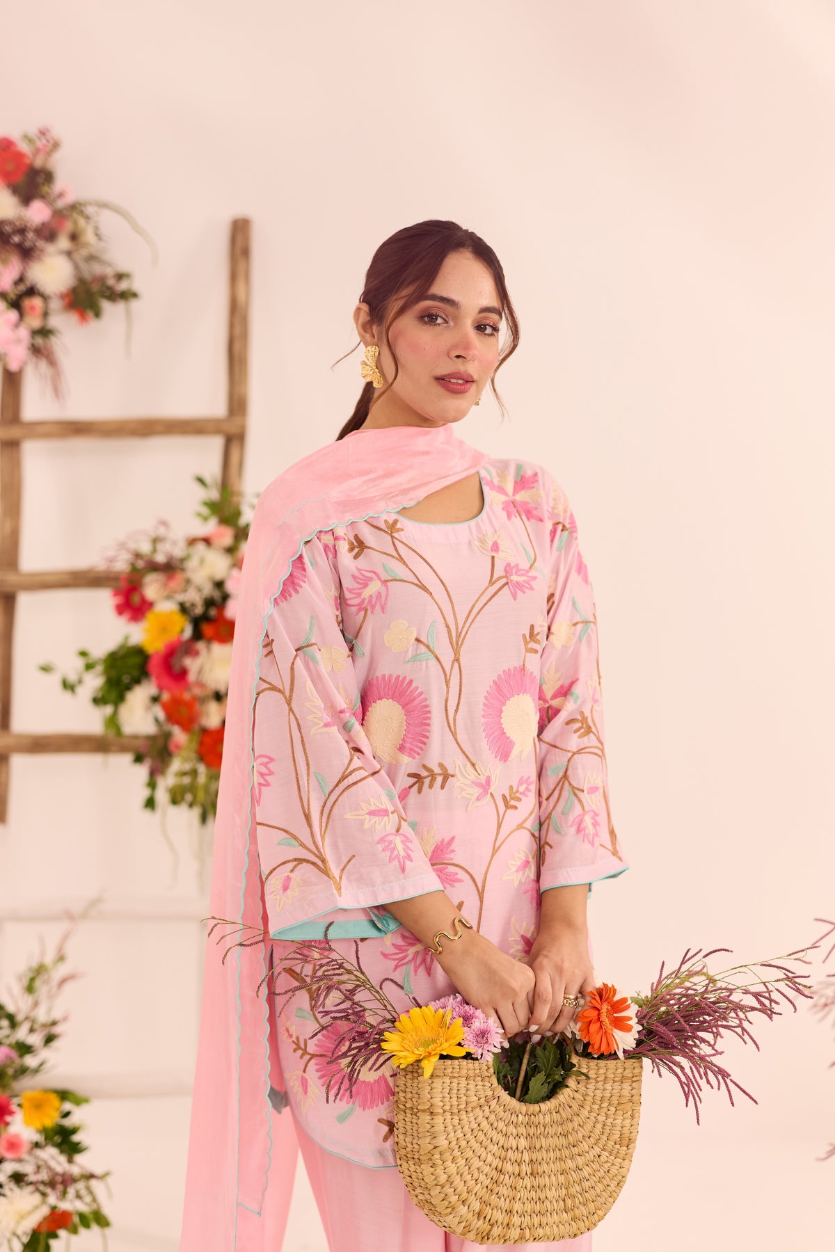 Pink Short Kurta With Shalwar