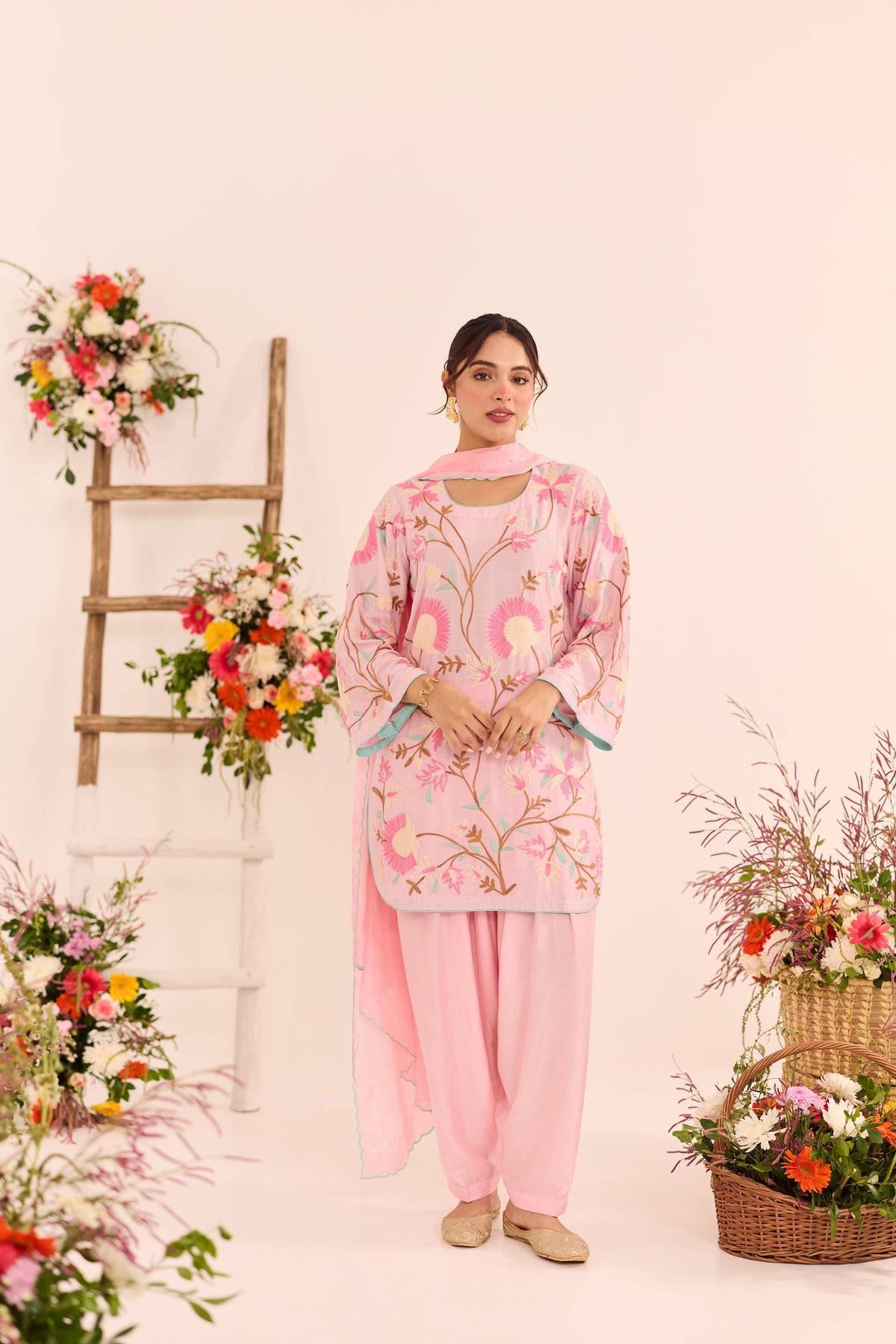 Pink Short Kurta With Shalwar
