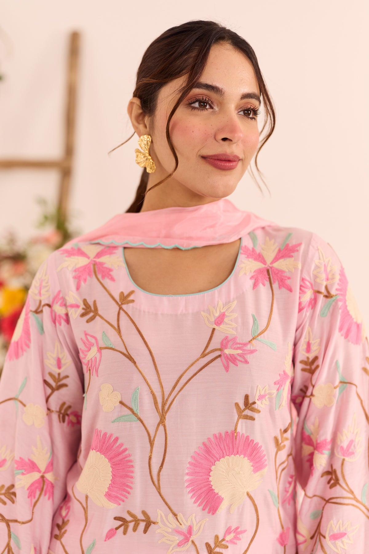 Pink Short Kurta With Shalwar