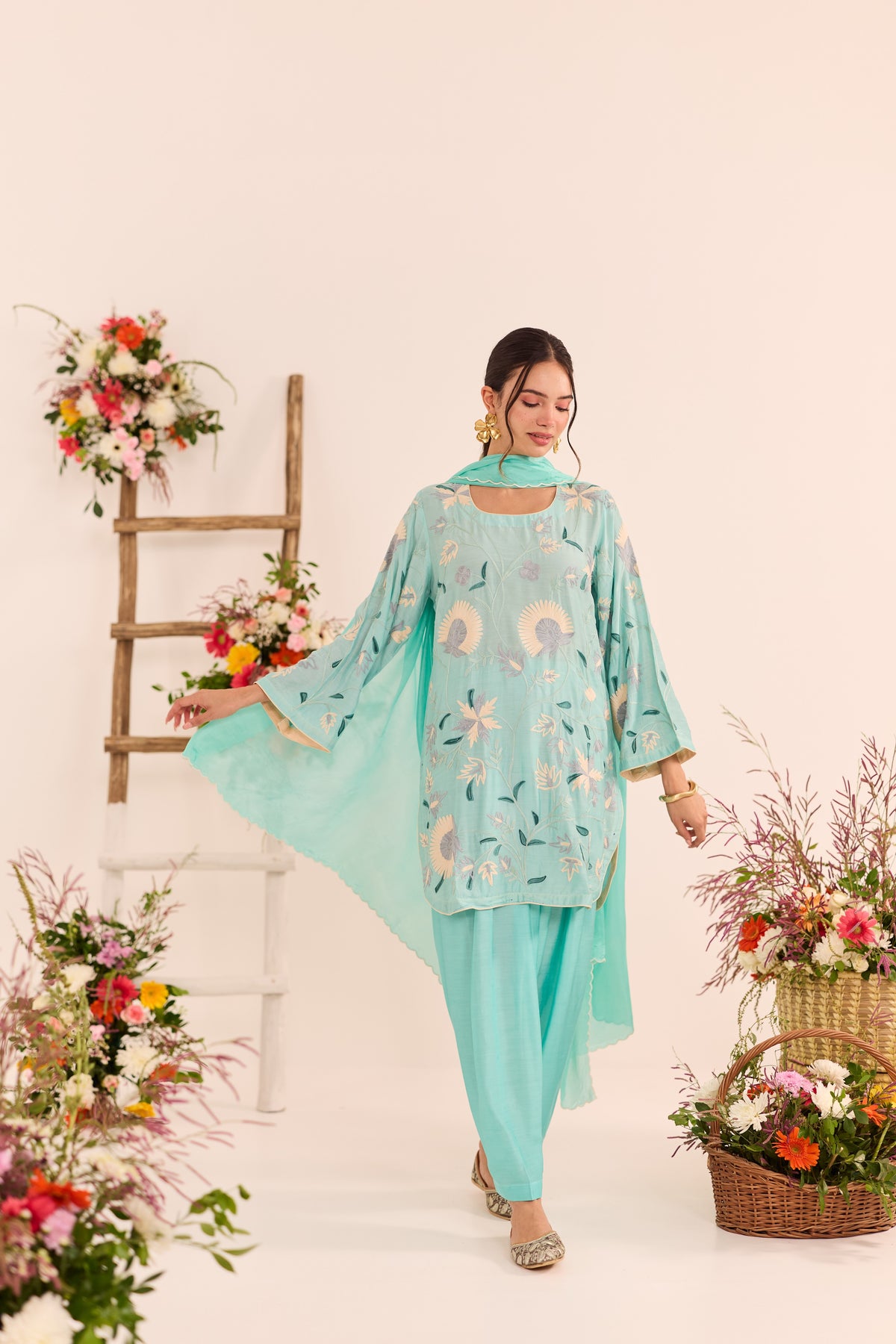 Aqua Short Kurta With Shalwar