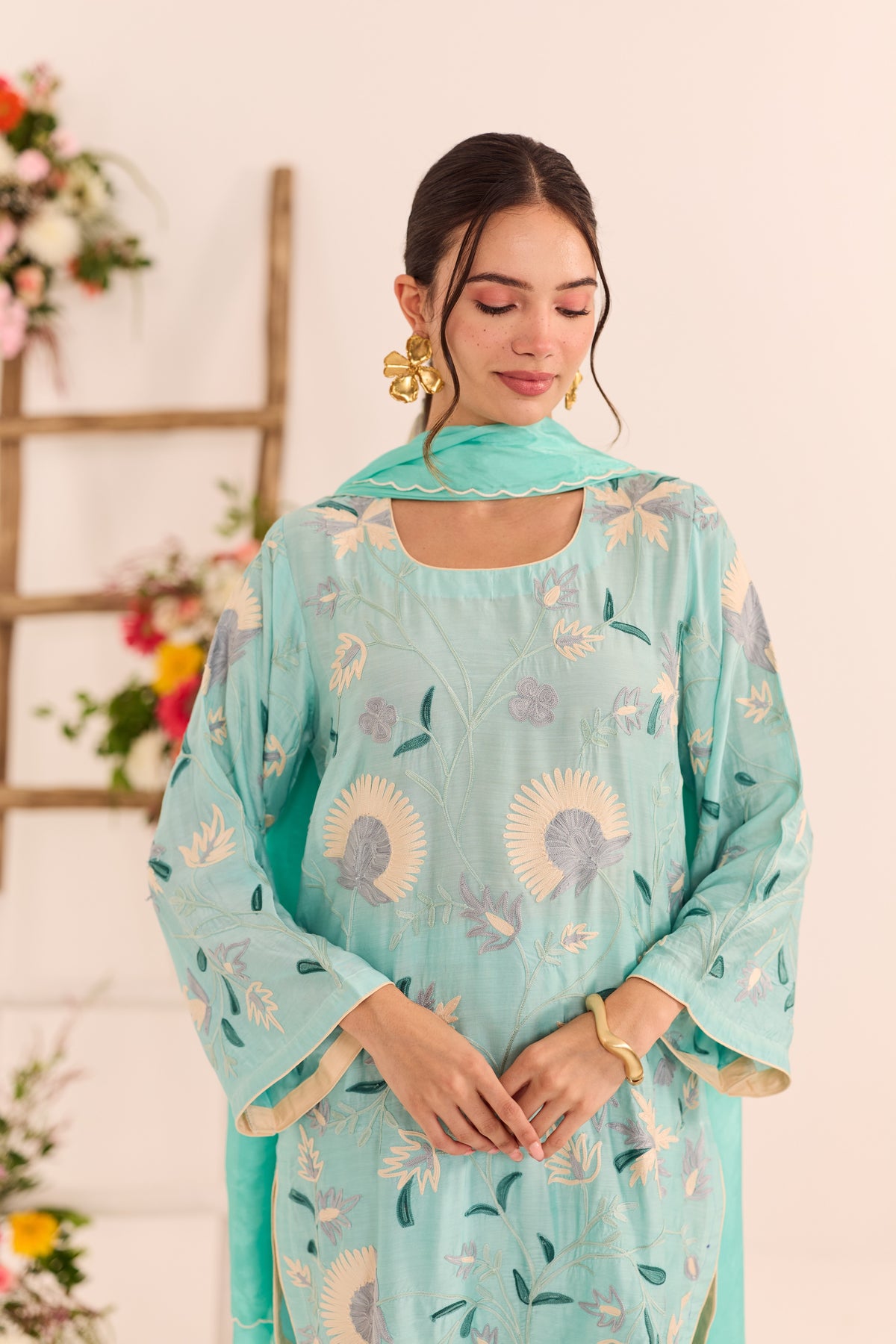 Aqua Short Kurta With Shalwar