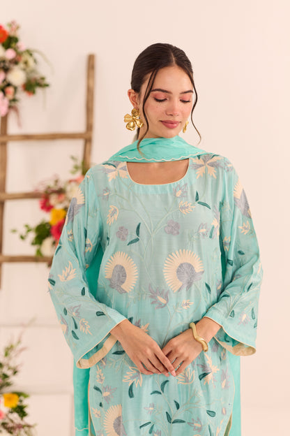 Aqua Short Kurta With Shalwar