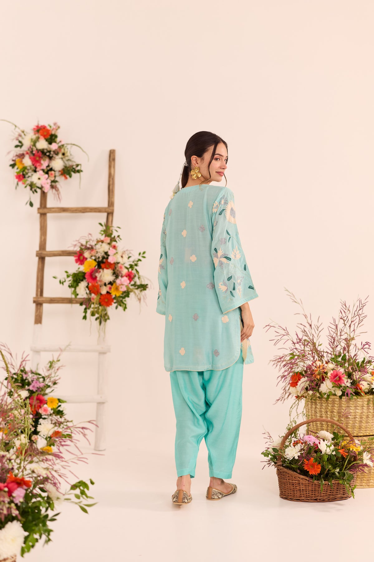 Aqua Short Kurta With Shalwar