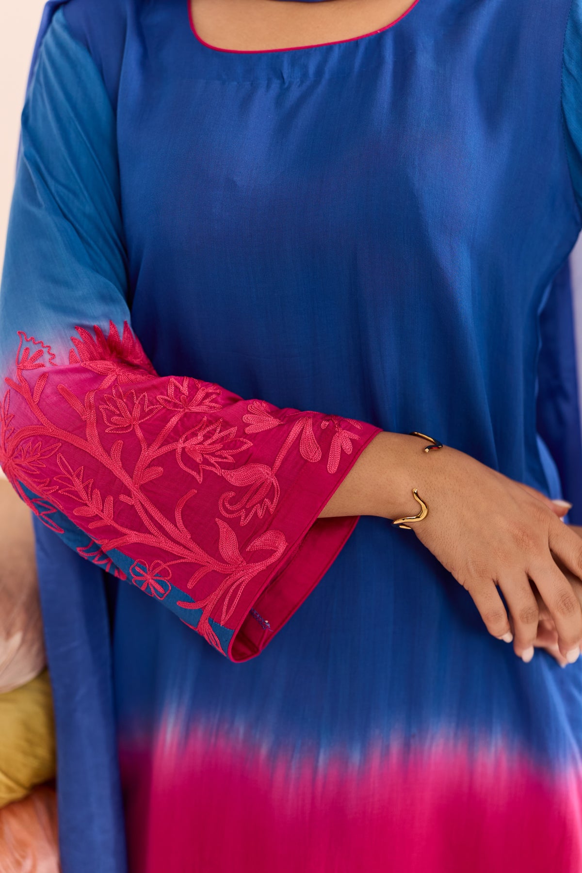 Mehr Ombre Pink and Blue Kurta Set