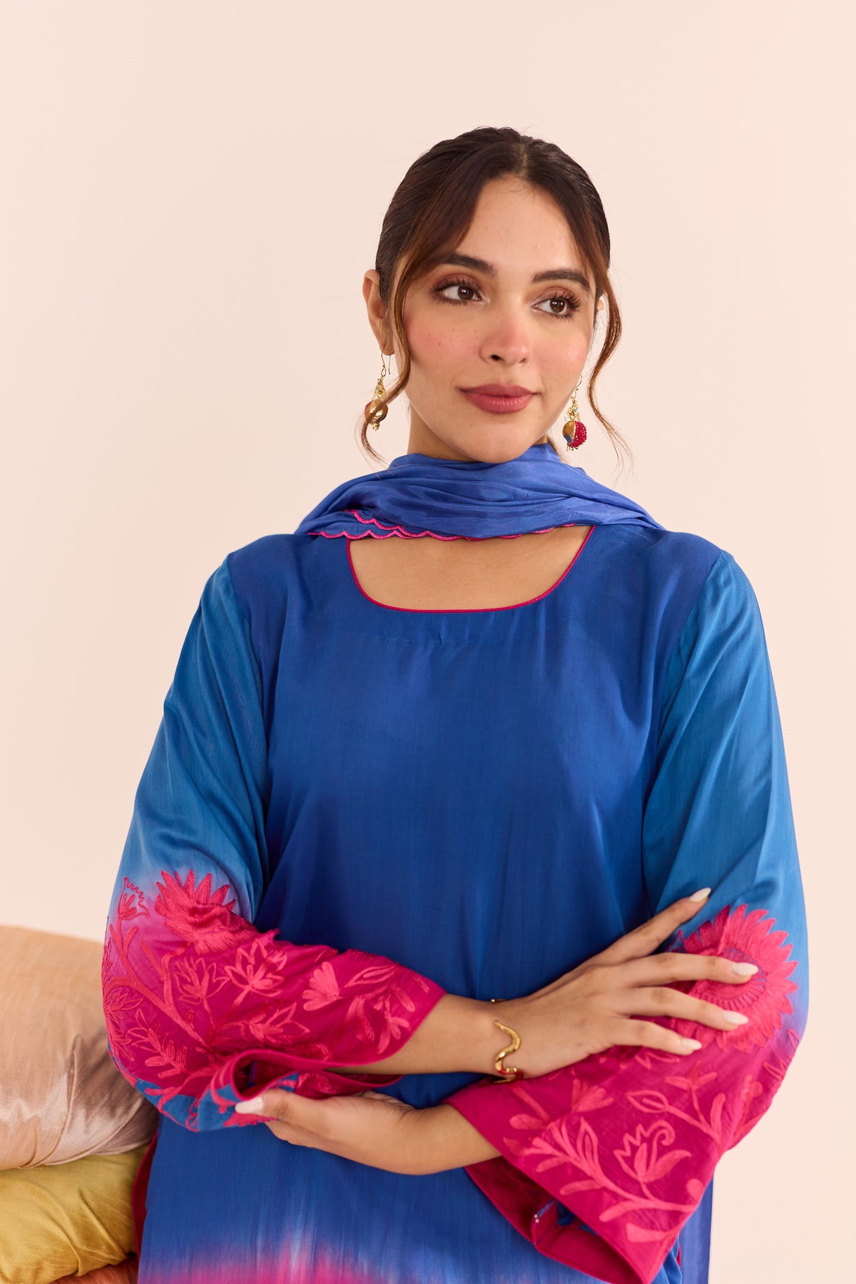 Mehr Ombre Pink and Blue Kurta Set